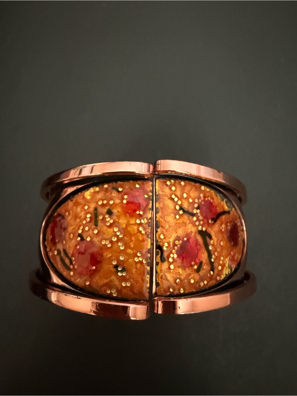 Fabulous Vintage MCM Copper Enamel Signed MATISSE RENOIR CUFF Clamper BRACELET - Picture 2 of 7